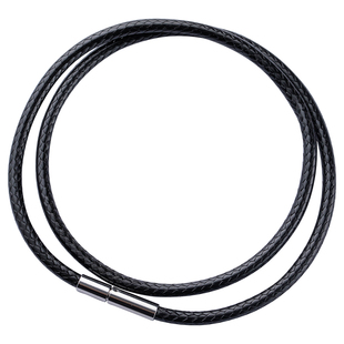 天珠蜡皮绳黄圆珠项链编绳男士吊坠绳天珠弯管细绳蜡绳吊坠皮绳