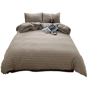 暮落灰床上四件套非纯棉全棉2024新款被套夏天床单学生宿舍三件套