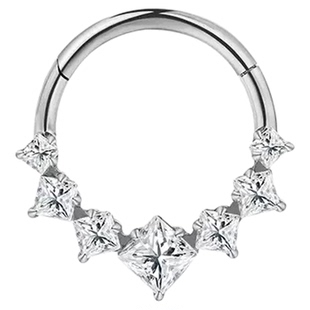 粉紫方糖环 16g植入级钛合金耳环鼻中隔daith 高抛光防过敏8/10mm