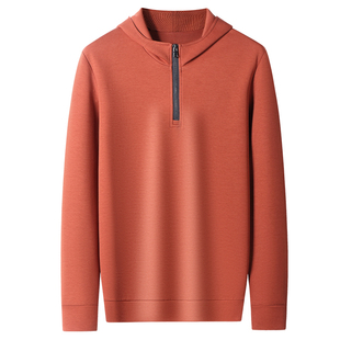 春秋新款半拉链连帽长袖套头卫衣男士百搭商务休闲时尚运动上衣服