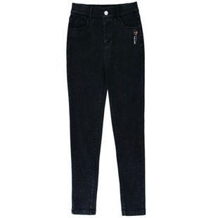 高腰加绒加厚雪花牛仔裤女2023秋冬新款弹力显瘦铅笔裤休闲打底裤