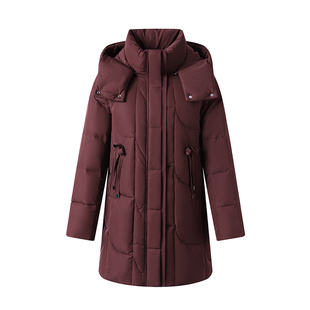 雅鹿羽绒服女中长款2025冬季新款中年妈妈装加厚白鸭绒大码女外套