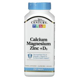 21stCentury钙镁锌片多面营养补充骨骼睡眠帮助机体抵御力自护力