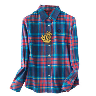 韩版大码女春秋冬修身衬衣长袖加厚磨毛纯棉格子衬衫防晒上衣外套