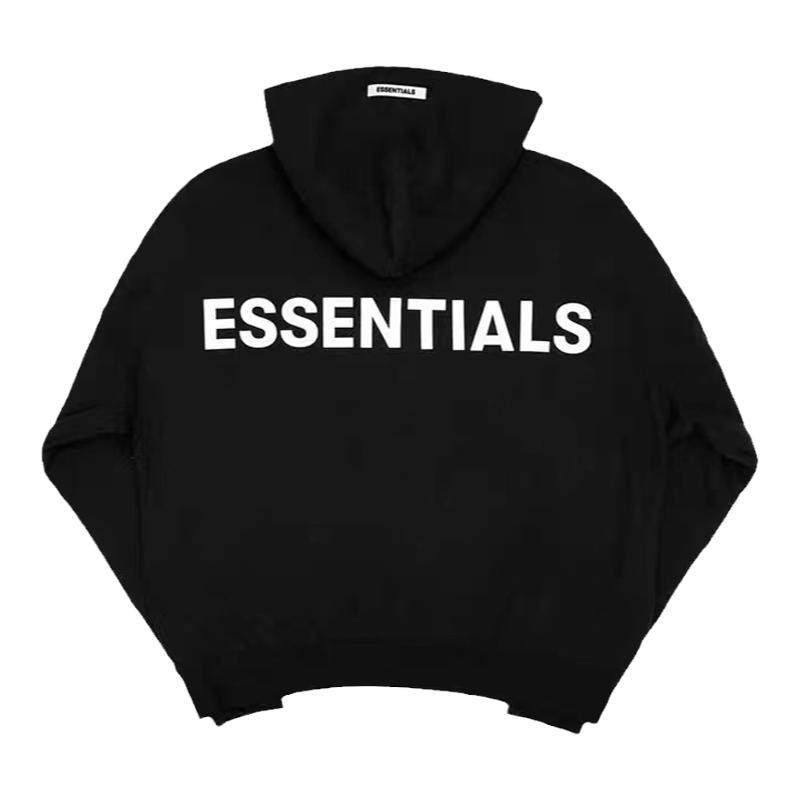 正品现货Fear Of God Essentials 19FW反光字母加绒连帽衫男卫衣