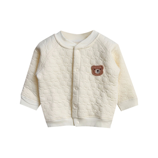 婴儿外套春秋冬夹棉小月龄婴幼儿男女宝宝纯棉上衣服薄棉开衫春装