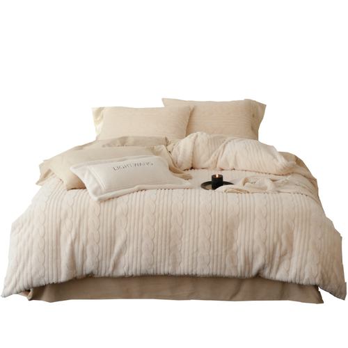 高端超柔牛奶绒毛绒款床上四件套2025新款珊瑚绒冬季加绒加厚被套