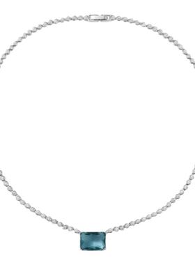 方形锆石宝石项链choker