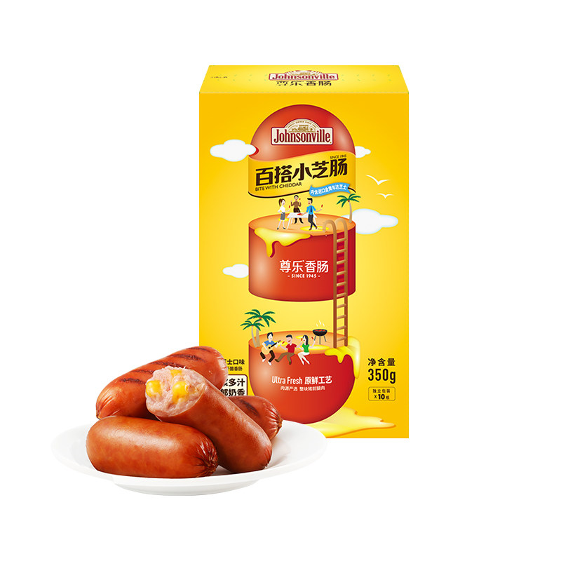 尊乐百搭小芝肠爆汁肉肠350g*3盒