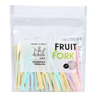 水果叉套装水果签一次性塑料两齿家用吃水果蛋糕甜品叉点心小叉子