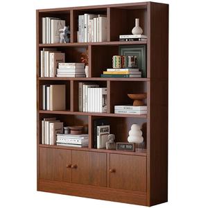 实木书柜落地书架置物架一体靠墙展示柜组合儿童学生家用收纳柜子