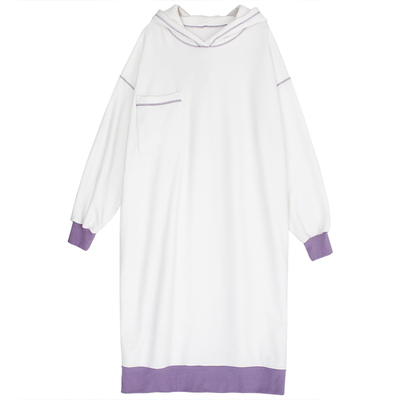 加绒连帽卫衣裙女秋冬拼接撞色