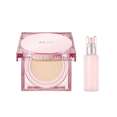 clio珂莱欧粉晶气垫定妆喷雾套装遮瑕滋润干皮