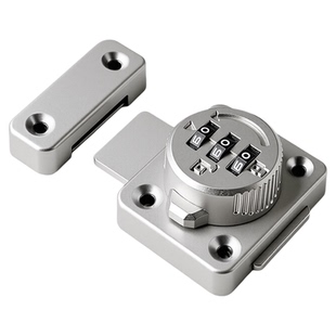 双开门密码锁免打孔插销防盗柜门锁平开门锁扣推拉门房门明装锁扣