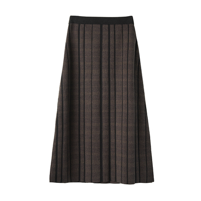 欧可芮女装慵懒风针织格纹半裙