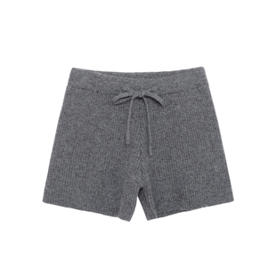 荒荒家 抽绳针织短裤2025秋冬新款港风高腰直筒宽松休闲五分裤女