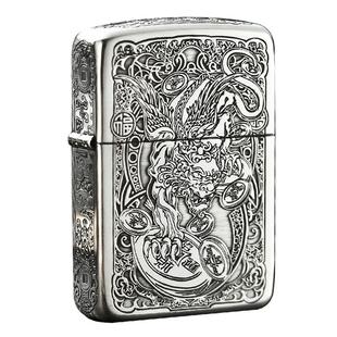 ZIPPO打火机正品煤油防风正版纯银招财貔貅男士生日礼物高端定制