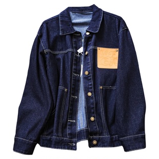 复古丹宁蓝宽松休闲翻领夹克2025秋季新款长袖百搭女牛仔外套B867