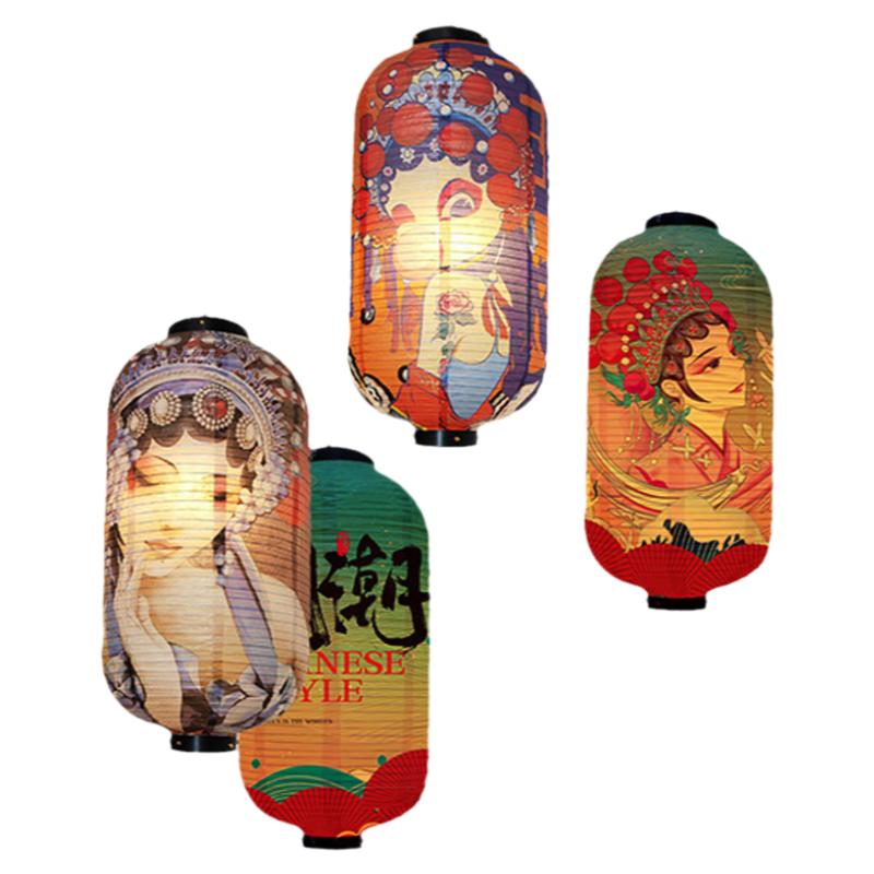 特价古风节庆装饰纸灯笼冬瓜形美女吊饰酒吧民谣清吧挂饰唐风灯罩