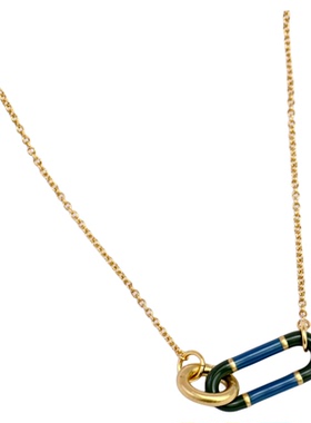 珐琅釉彩拼色亚光金做旧设计项链