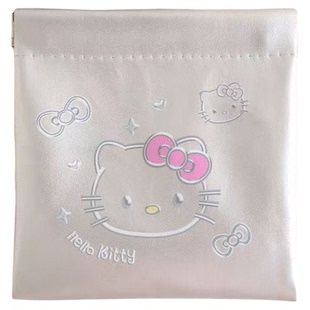 新款可爱KT猫弹片化妆包PU皮防水手拿便携随身外出旅行零钱收纳包