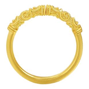 老庙黄金足金如意卷草纹戒指古法巧思富贵延绵活口戒方便佩戴时尚