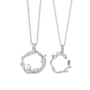 连理枝情侣项链一对情侣款足银2025新款高级感七夕礼物送男女朋友