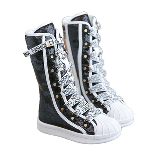 银色女童靴子翅膀公主单鞋2025春款儿童单鞋秋款学生短靴演出洋气