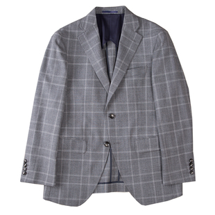 日本客供澳洲羊毛薄款亲王格时尚西装修身男中青年西服外套秋创世