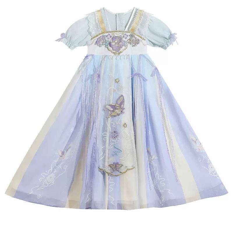 女童汉服夏季短袖唐装古风连衣裙