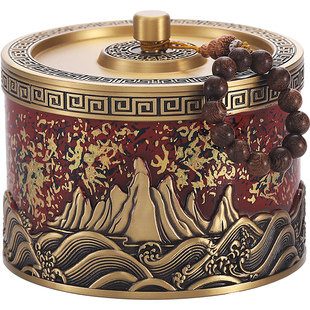 纯黄铜茶叶罐大号密封罐精品高档存茶茶仓普洱醒茶便携储存罐子