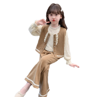 女童春装套装2026新款儿童洋气时髦休闲三件套春秋款女孩网红衣服