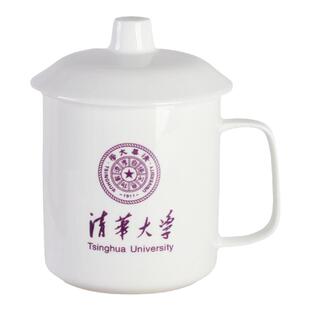 陶瓷马克杯水杯子办公杯大容量纯白色高考校徽杯创意带盖子可定制
