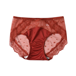 女士内裤 蕾丝性感网纱缎面三角裤 中低腰三角裤舒适透气袋装