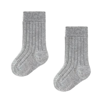 babylove婴儿中筒袜春秋款纯色百搭防掉跟新生儿袜子弹力宝宝袜