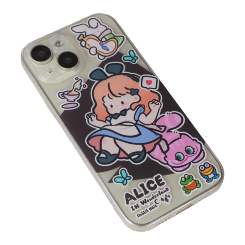 卡通简笔画爱丽丝梦游仙境原创手机壳女适用学生iPhone苹果15promax软13plus个性16保护12mini透明X