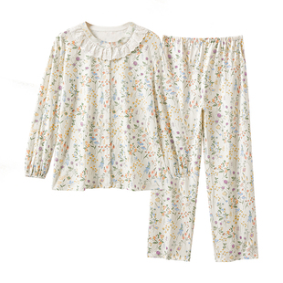 宫熏家居月子服产后睡衣弹力哺乳衣纱罗孕期棉套装抗菌秋冬季孕妇