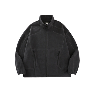 WHIMNOTION 破骨结构哈苏线立领摇粒绒夹克休闲抽绳百搭保暖外套