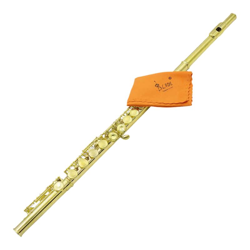 16孔长笛C调白铜管体金色皮盒装