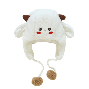 童泰儿童加绒帽子秋冬双层护耳帽加里加厚棉帽防风保暖护头囟外出