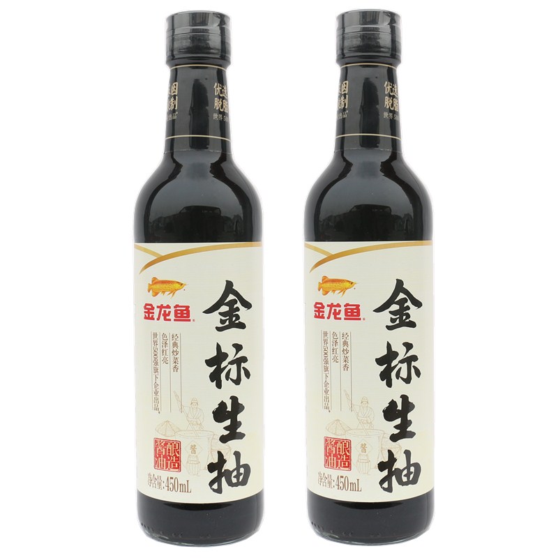 金龙鱼金标生抽450ML*2瓶家用小瓶酿造酱油色泽红亮炒菜美味质优