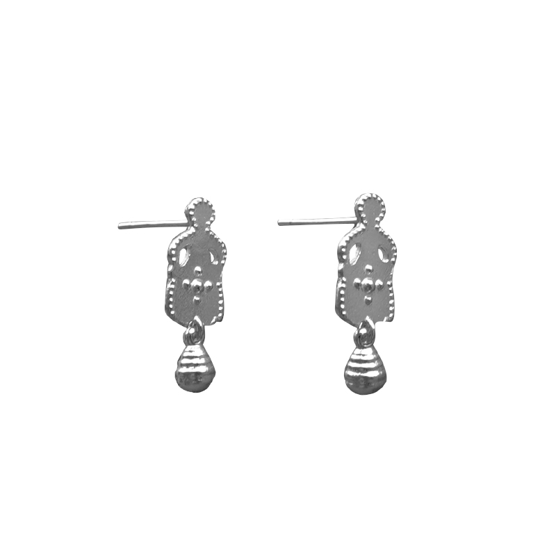 SALE E PEPE 胡椒盐 纯银冥想人吊坠耳环