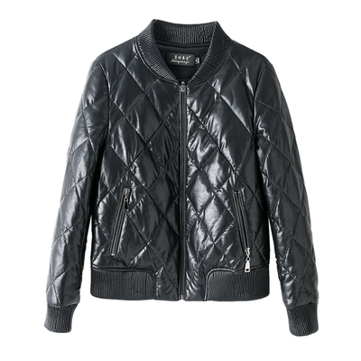 秋冬新款小个子保暖真皮羽绒服女