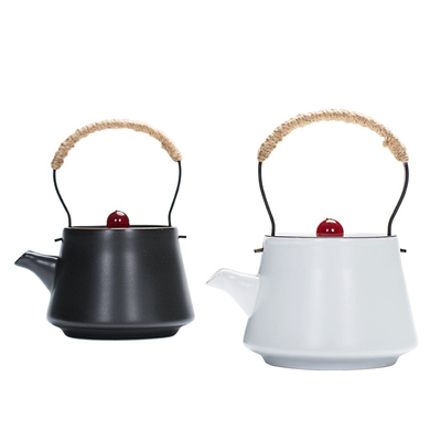 不单典雅简约黑白提梁办公室茶壶