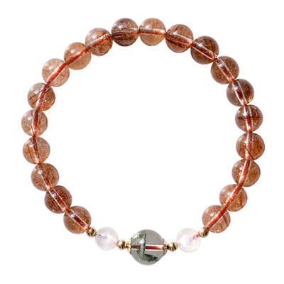 天然发晶手链红发晶红兔毛