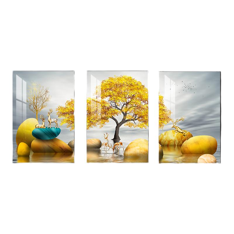 北欧客厅装饰画三联沙发背景墙挂画现代简约大气餐厅壁画卧室墙画