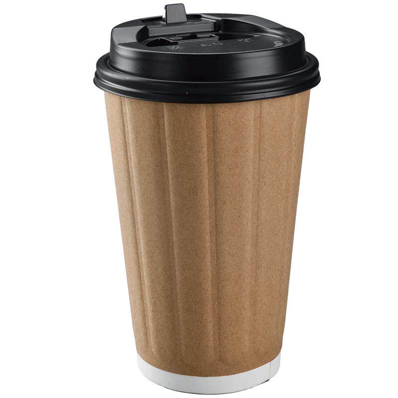 上海商吉牛皮纸杯热饮杯一次性防烫咖啡杯网红奶茶杯凹凸打包纸杯