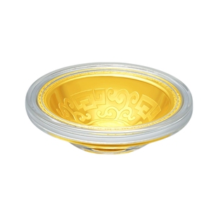 老庙黄金 祝福金碗筷勺三件套 金榜题名足金摆件 礼赠佳品XQD