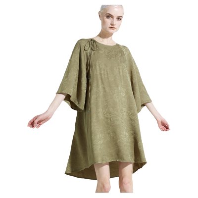 新中式套头衫印花宽松中长款圆领