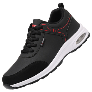 红蜻蜓男鞋秋冬鞋子气垫厚底增高休闲皮面运动鞋男防水旅游鞋冬季